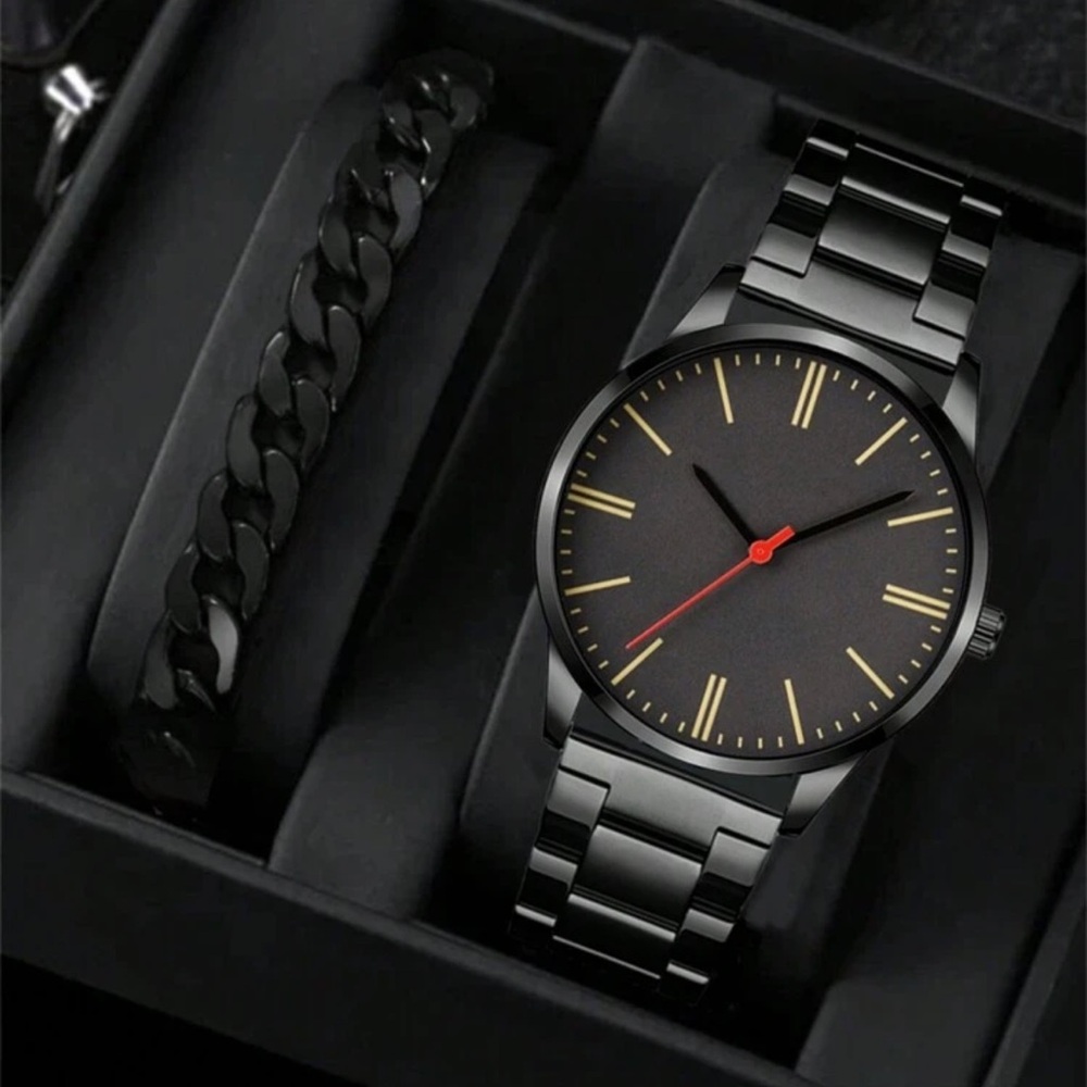 Casual Men's Simple & Sport Quartz Wristwatch 2pcs/Set Watch Combination